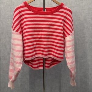 Striped Pink & Red Cropped Sweater
